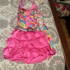 Worn once super cute dance costume with hair ribbon